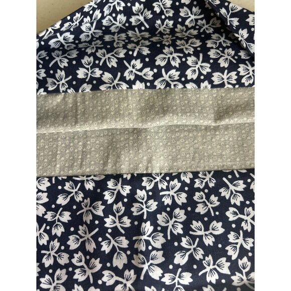 Handmade Navy & Gray Pillowcases With Contrasting Floral Pattern 29" x 19" - Picture 6 of 6